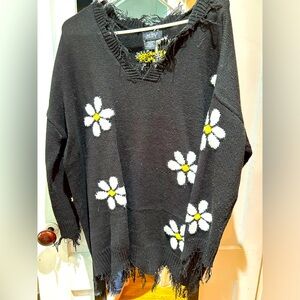 Distressed Daisy Sweater
